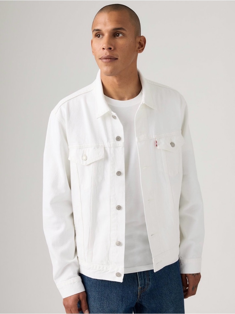 NWT Levi's Men's White Denim Trucker Jacket Size M